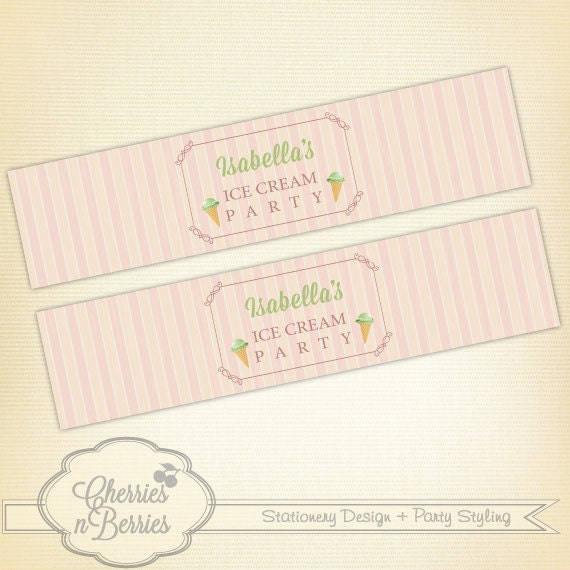 Ice Cream Party. Printable Water Bottle Labels Il_170x135