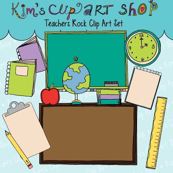 Teachers Rock Clip Art Set for commercial and personal use, clip art, teachers clipart, teacher clip art Il_570xn