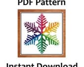 PDF Pattern Rainbow Snowflake Cross Stitch, INSTANT DOWNLOAD