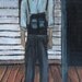 Uncle A on the Back Porch - Original approx 11.25 x 22 inch painting on wood