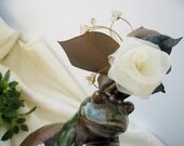fascinator/handmade white rose/flower/ /ribbon/hair clip/ birthday gift/wedding bridal hair accessaries/headpiece/prom/cocktail