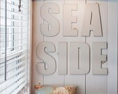Seaside Canvas Covered Letters, Nautical Decor, Typography, Large Letters, Home Decor, Cottage