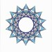 Original Ink Drawing Abstract Geometric Radial Crochet or Doily like Star Geometric Art Black and Blue Art Line Art Drawing 11" x 14"