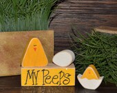 Easter Block Set-Personalized Wood Block Love Set-home decor primitive block gift holiday wood sign Peep Eggs Easter Decor Chicks