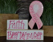 Breast Cancer Survivor Gift Personalized Wood Blocks Love Survivor home decor primitive gift personalized wood sign