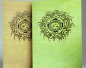 Flower sun postcard, herbal postcard, thinking of you card, flowery postcard, smile face postcard,hand folded card