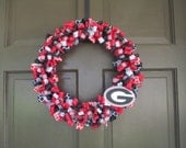 UGA Ribbon Wreath (University of Georgia/DAWGS) - Collegiate Wall Decor