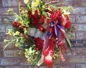 USA Wreath, Patriotic Wreath, fourth of July Wreath, 4th of July Wreath, Patriotic Swag, Red White and Blue Wreath,