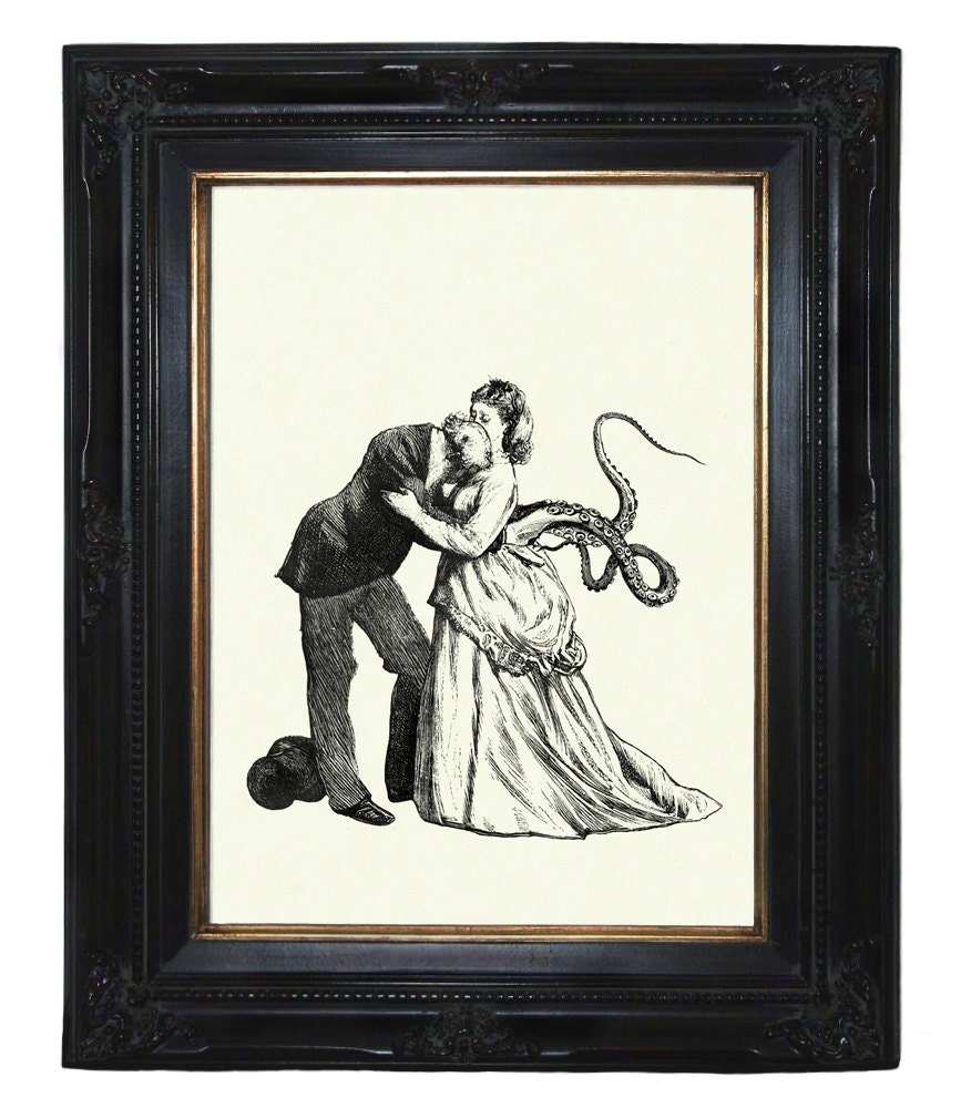 Victorian Couple with Tentacle arms II Octopus Kraken Lady Gentleman Steampunk art print