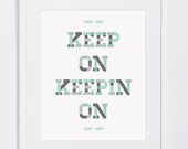 Typographic Motivational Print, Gray and Mint Art for Spring, Inspirational Poster, Custom Plaid Quote Print