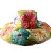 Vintage Multi Color Floral Straw Wide Brim Summer Hat