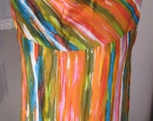 60s or 70s Long Bright Striped Tank Dress