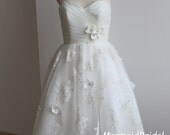 Lace applique Knee length Beach wedding dress, Destination Wedding Dresses, Short wedding dresss