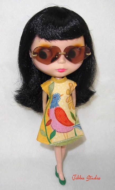 Blythe Dress: Colorful Patchwork Bird