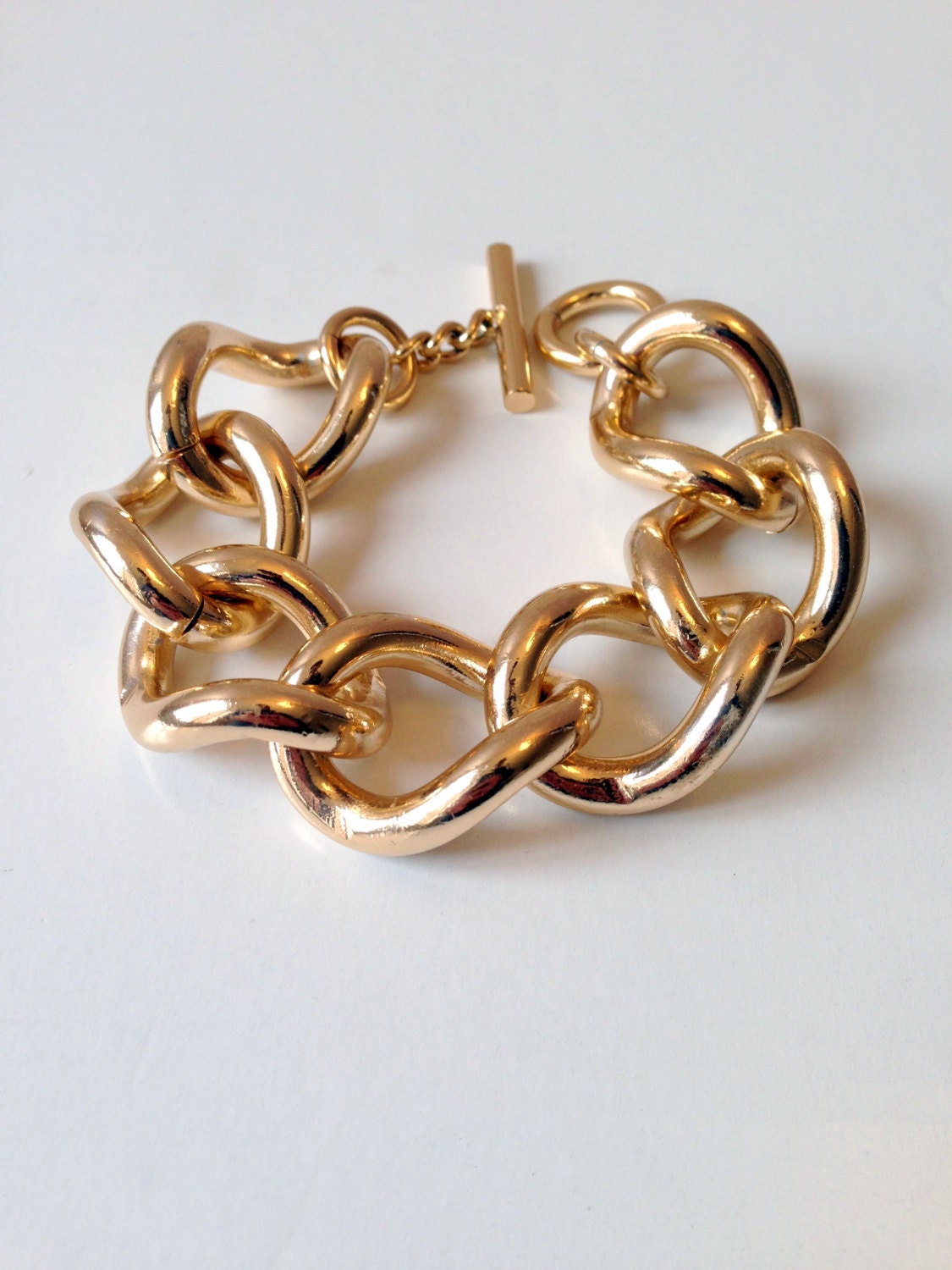 Chunky Link Bracelet // Vintage Chunky Link Gold Tone Bracelet // Chunky Gold Tone Bracelet // Gold Tone Bracelet