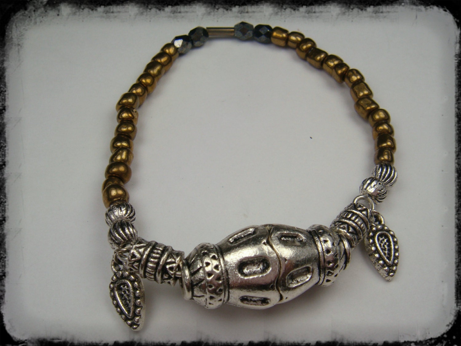 Hippie Boho Jewelry Bracelet Bronze GOld Bead Bohemian Bracelet Beaded Bracelet Layering Bracelet Adjustable Stretch bracelet