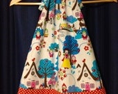 Beautiful Snow white baby toddlers girls dress pillowcase style handmade apple blue red tree