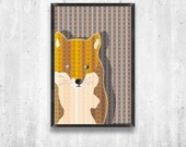 Kaleidoscope Fox Print, 11"x17" Poster, a sly woodland friend bursting with geometric patterns
