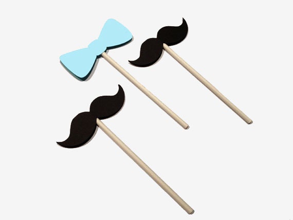 Mustache and Bow Tie Cupcake Toppers (set of 12)