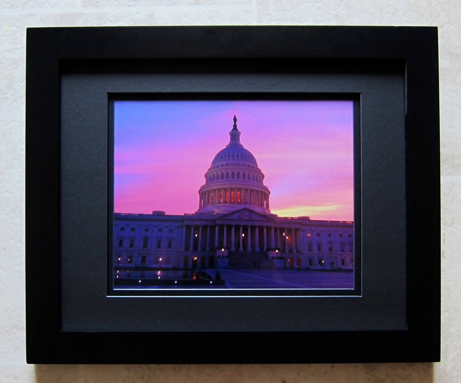 Print Photography US Capitol Building Sunset 8x10 Artwork - Washington DC United States Capital Photo - Pink & Purple Sky Art Wall Hanging