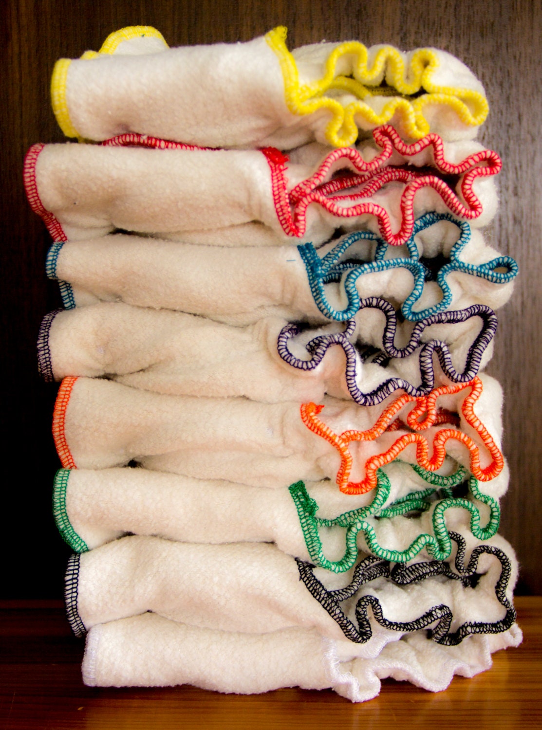 8 One Size Bamboo/Organic Cotton Fleece Fitted Diapers With or Without Snaps
