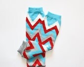 Turquoise White Red and Grey Chevron Leg Warmers Zig Zag Boot Socks Newborn Babies Baby Toddler Birthday Picture Props Photo