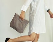 Grey leather clutch- Evening bag - Lucy clutch - LadyBirdesign