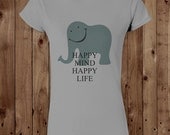 Happy-Elephant Women T-shirt ( A-00073 )