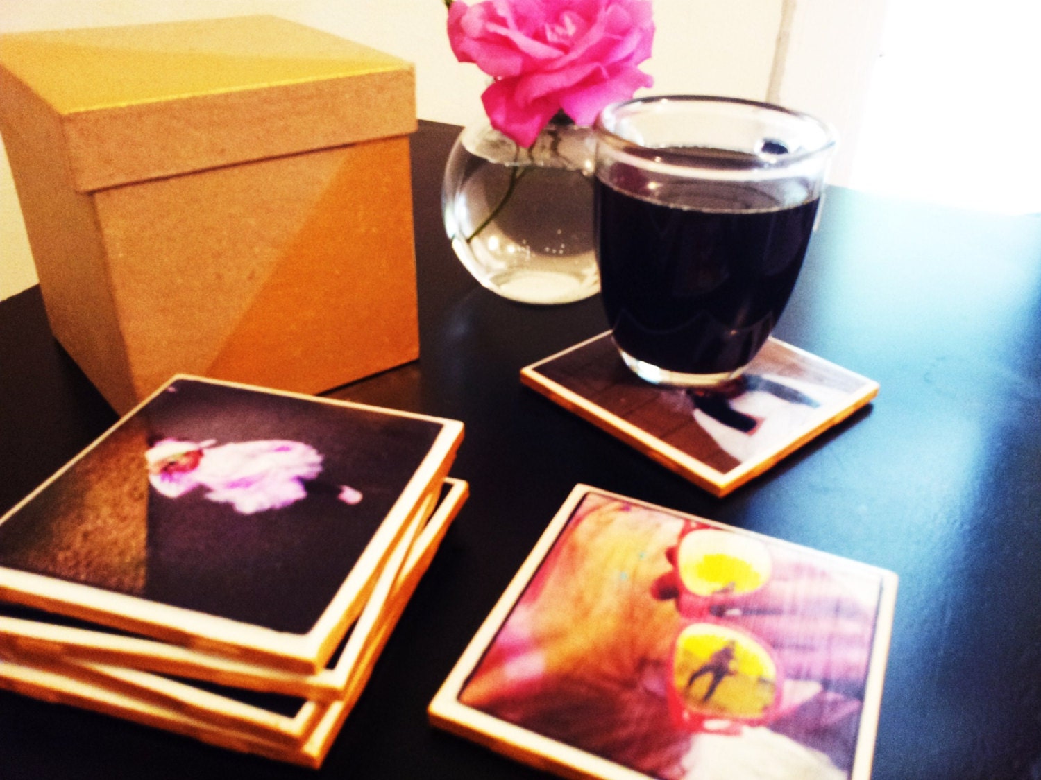 Personalized Instagram Photo Coasters-Set of 4, 6 or 8