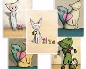 Cat Greetings Cards 3 - choose any set of three - mothers day card easter card birthday card