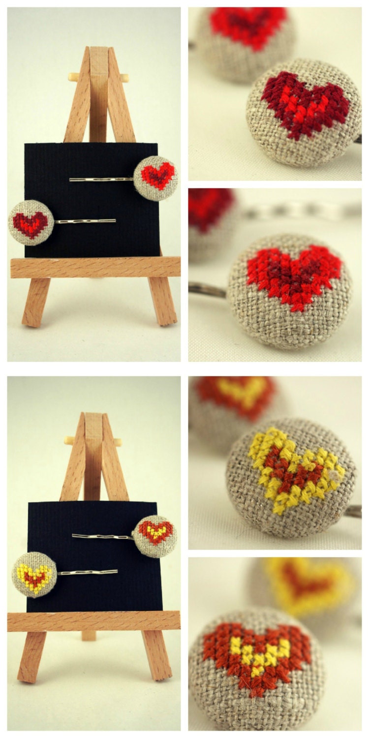 Two Toned Hearts - Hair Pin Duo