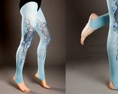 NEW light blue one size Birds and Ladies full length printed open toe and heel tights pantyhose summer spring
