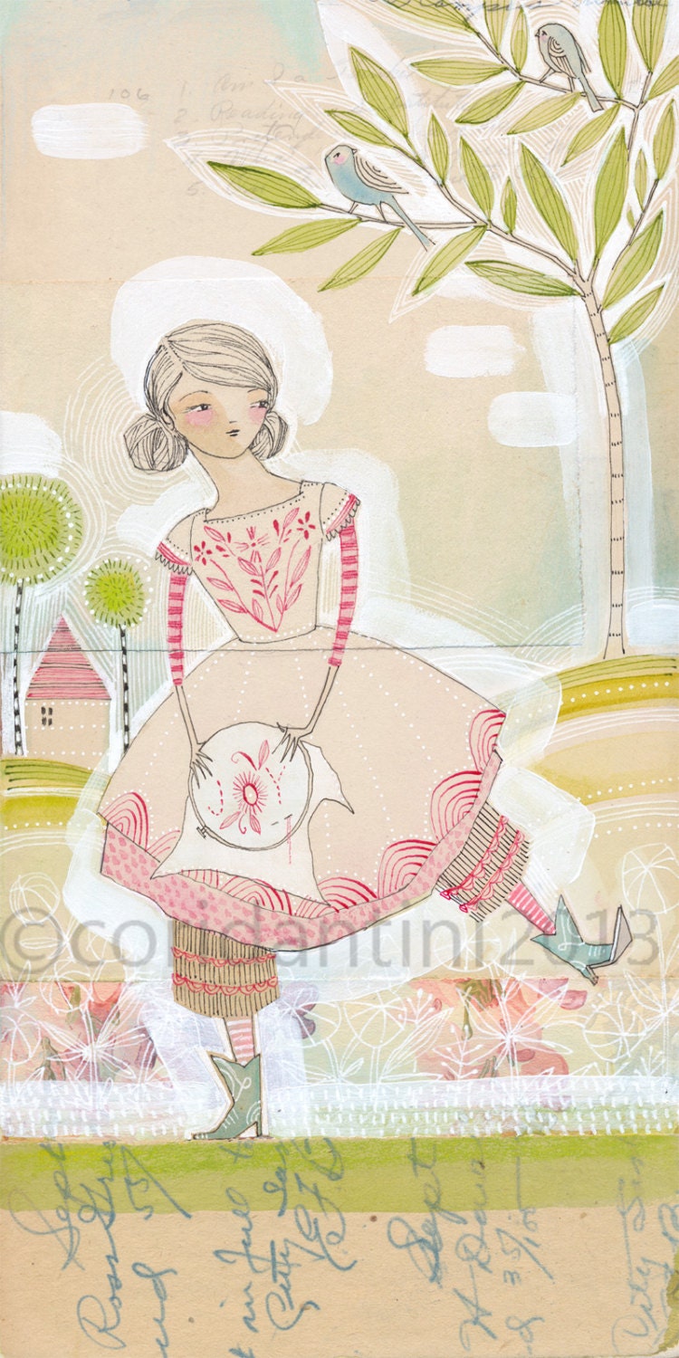 watercolor about sewing - a 5 x 10 inch - limited edition - archival print - by cori dantini
