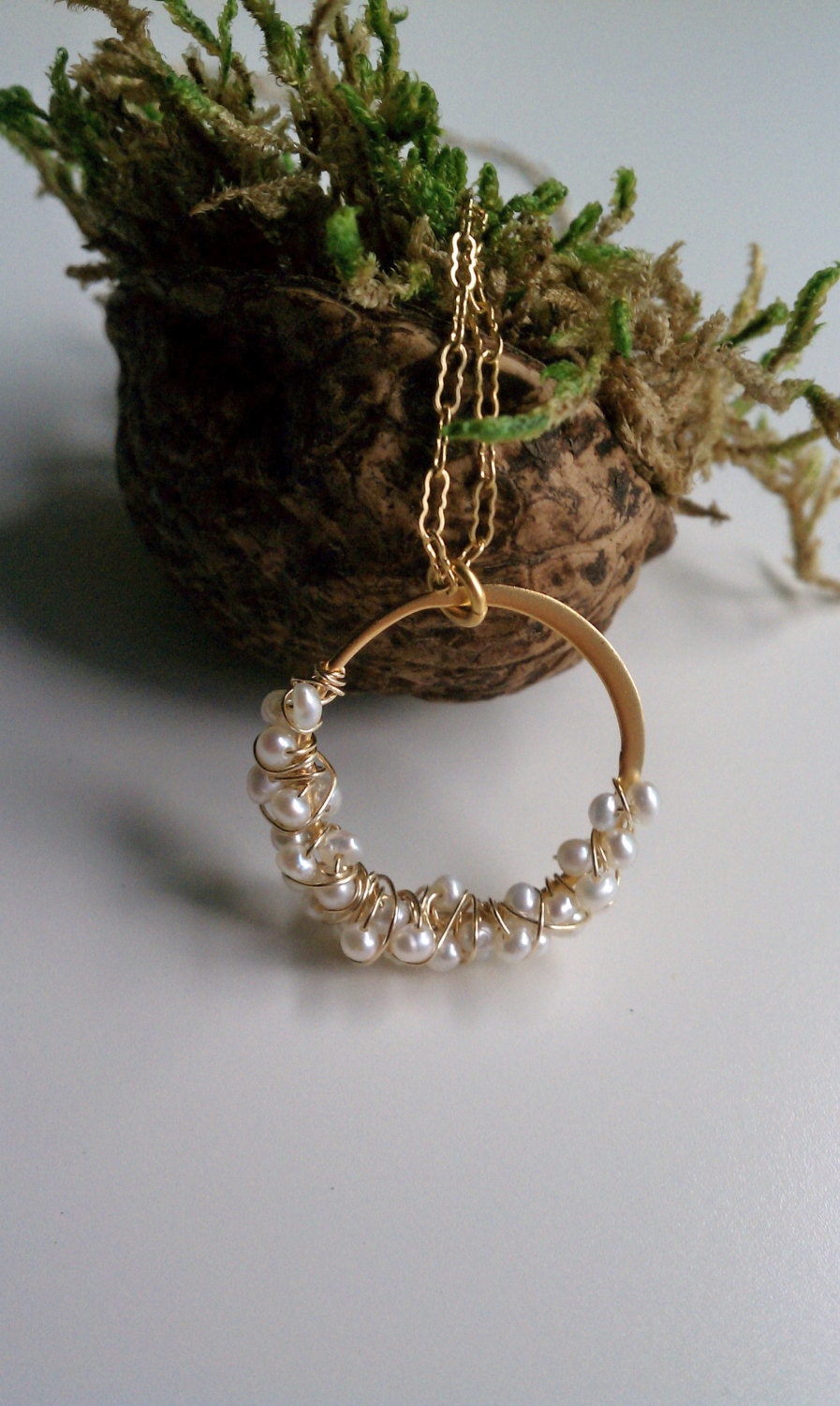 Crown of Pearls Vermeil Woven Linked Necklace