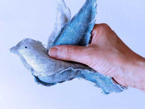 Upcycle Recycle Repurposed Eco-friendly - The  Blue Jeans Birds - Pattern - PDF Instruction - A perfect handmade gift for someone special.