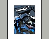 Art -- RIVER TOWN Abstract Fine Art Print Digital Contemporary Home Decor Free US Shipping
