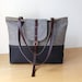 2-Tone Tote in Herringbone Wool and Leather // Charcoal Gray // Organic Cotton Canvas Lining