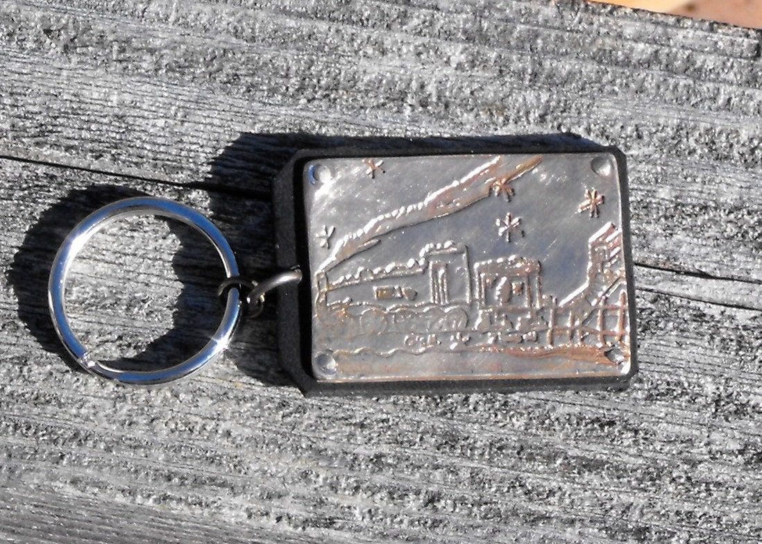 YOUR Child's Artwork - Bronze Keychain on Black Leather