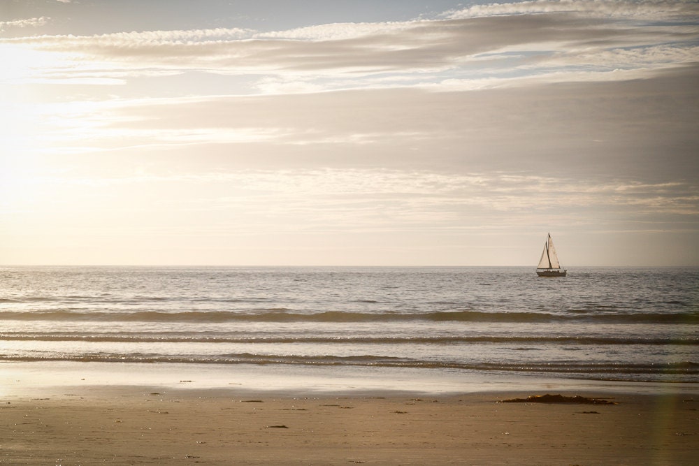 Sail Away - Beach - Ocean - Sail Boat - Nautical - Original Fine Art Photography