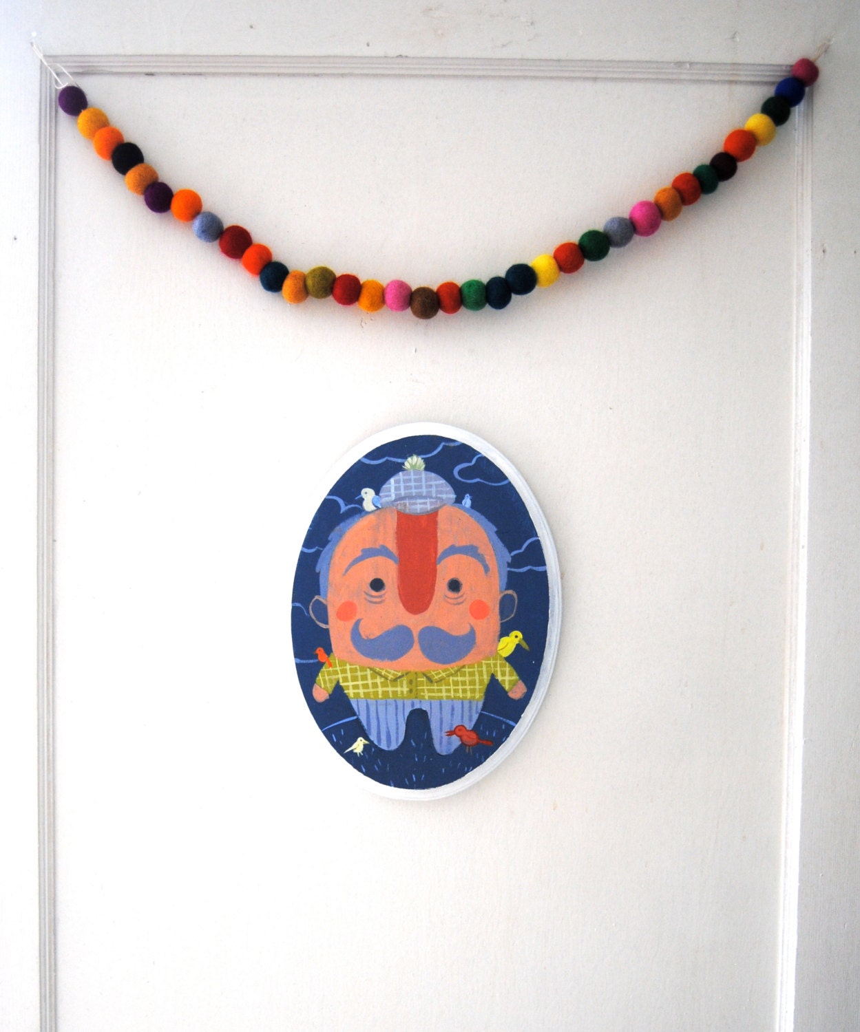 Mr. Mustache Painting on Wood for a Modern Nursery