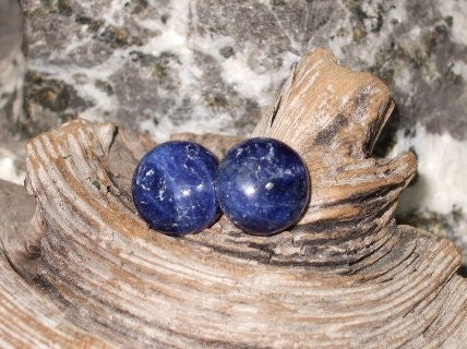 Sodalite 10mm Stud Earrings Titanium Posts and Clutches Made in Newfoundland Deep Blue Hypo Allergenic