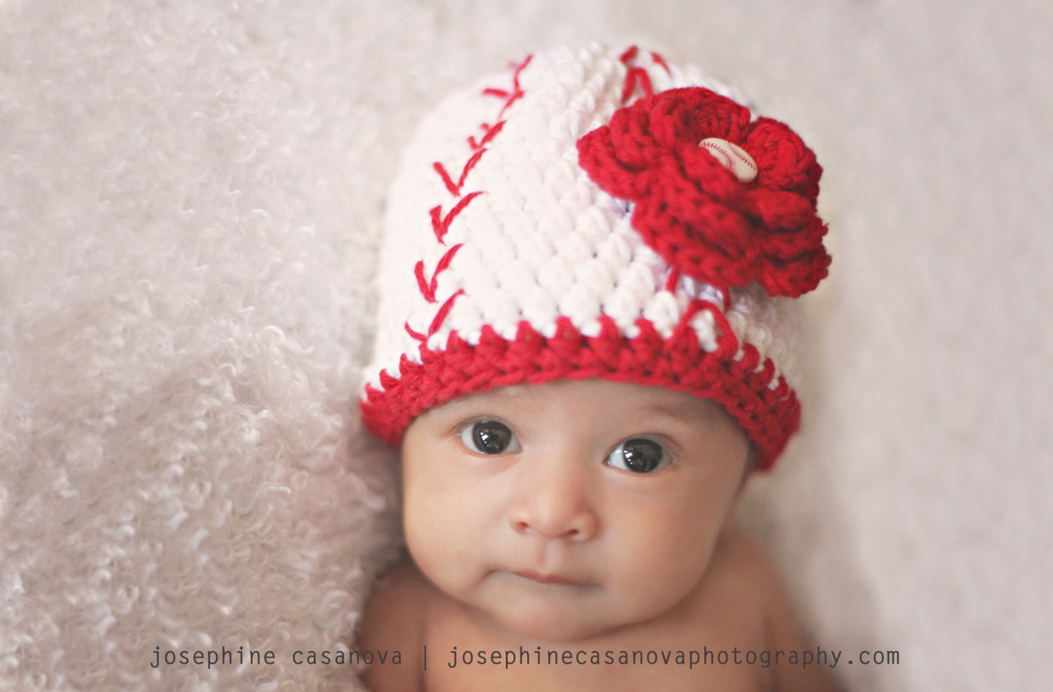 Baseball Beauty Beanie - Baseball-style Crochet Hat - Newborn/Baby Photography Prop