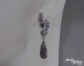CIRCE EARRINGS - OOAK wire wrapped post earrings - silver and purple