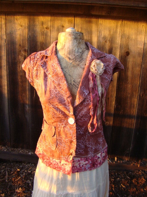Bohemian Folk Hippie Upcycled  Blazer Shrug/Upcycled Clothing