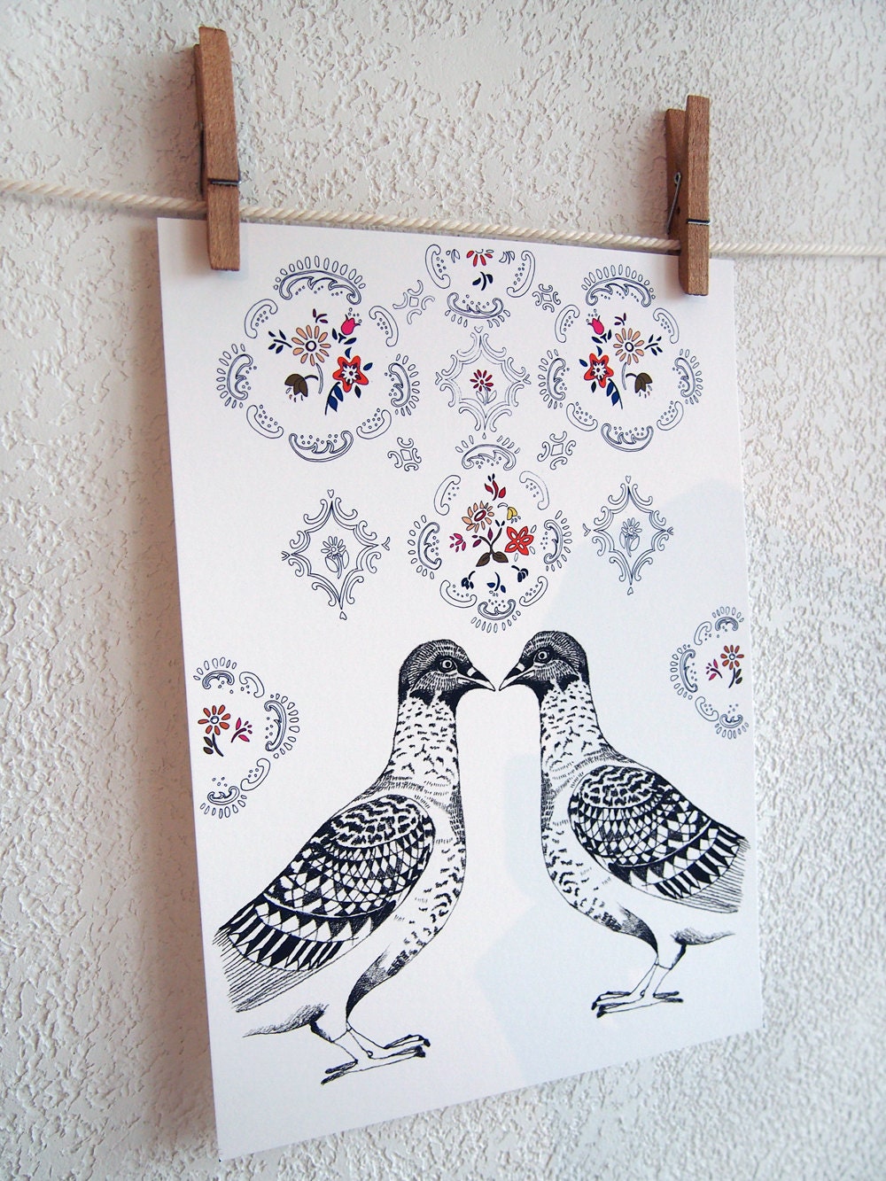 pigeon art illustration print