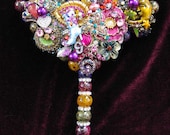 Vintage Jewelry Collage Sculpture Party Girl Martini Glass Decorative Art