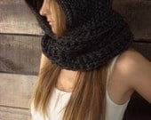 The Empire Infinity scarf hoodie-hooded infinity scarf in Charcoal