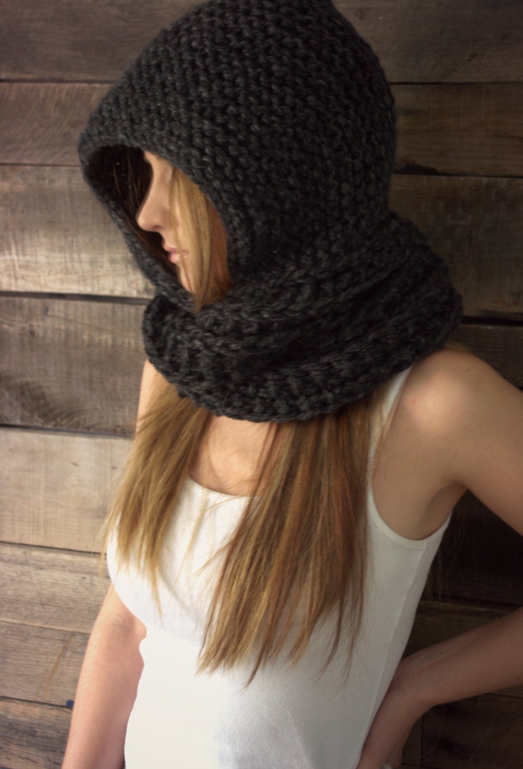 The Empire Infinity scarf hoodie-hooded infinity scarf in Charcoal