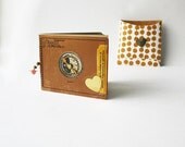 Mini journal with compass on front // graduation gift or mini travel journal // upcycled tiny notebook with pockets and case