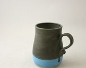 Ceramic Coffee Mug in Graphite Gray and Sky Blue by Nstarstudio